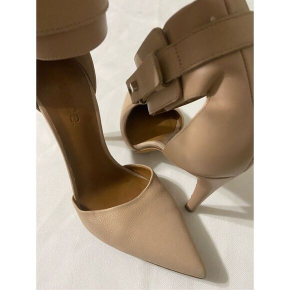 Vince Ada Women's 6 Beige Ankle Strap Pointed Toe Heels Pumps - Picture 3 of 6